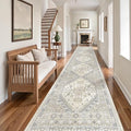 2'6 x 12' Runner Rug Non Slip (Beige/Grey / 2'6" x 12' (Runner))