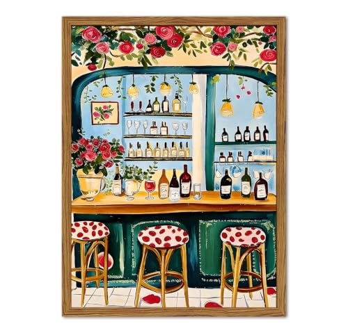 Framed Trendy French Bar Wall Art (Vibrant Bar / 24"L x 16"W)