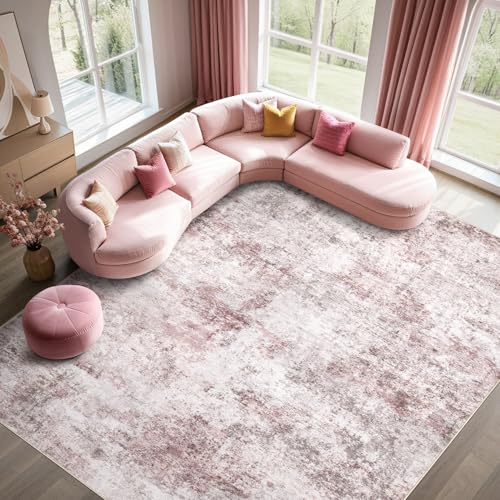 9x12 Washable Area Rug (Pink Grey / 9' x 12' (Rectangular))