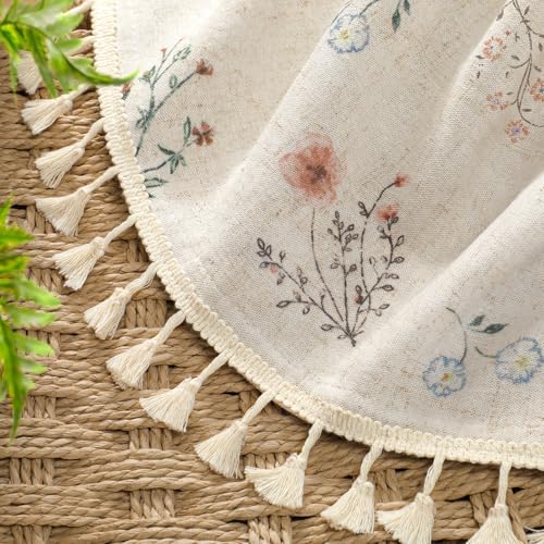 Boho Floral 100% Blackout Curtains 84 Inch 2 Panels Linen Texture (Blackout Vintage Florals / 52"W x 84"L (Pack of 2))
