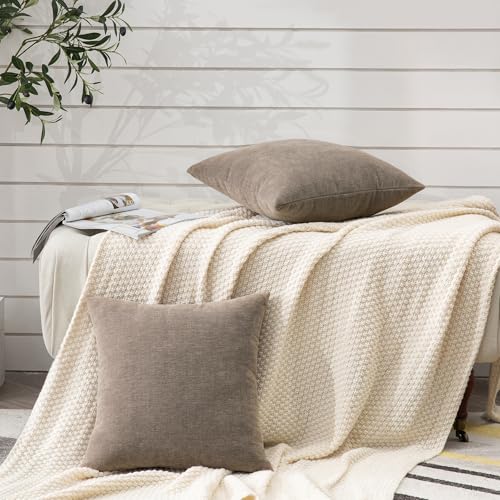 Decorative Square Throw Pillow Covers Set of 2 (Taupe Gray / 22" x 22" (Pack of 2))