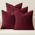 Soft Corduroy Decorative Throw Pillow Covers Burgundy 18x18 (18" x 18" (Pack of 4) / Burgundy)