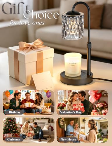 Dimmable Candle Warmer Lamp with Timer (Black-gray Glass)