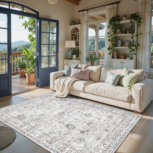 Grey Area Rug 5x8 for Living Room Bedroom (Grey/White / 5' x 7' (Rectangular))