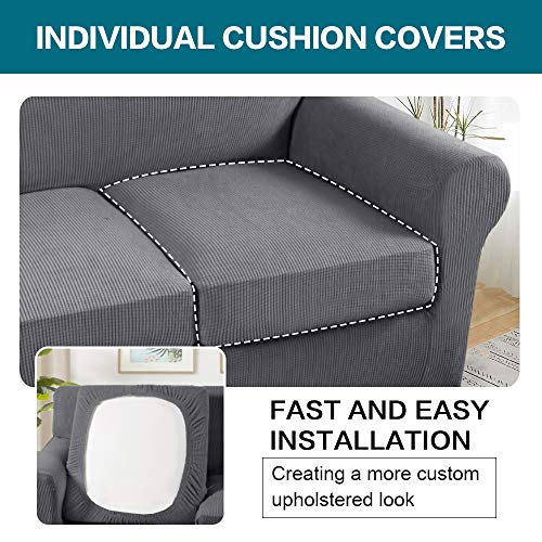 3 Piece Sofa Covers for 2 Cushion Couch Sofa Slipcover Soft Couch Cover for Dogs (Sofa (2 Cushion) / Charcoal Gray)