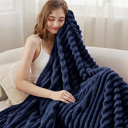 Soft Twin XL Blanket for Bed Dorm Navy Blue 66"x90" (Navy / Twin XL)