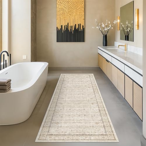 Beige Boho Bathroom Rug 2x7 (2' x 7' (Runner) / Light Sand Beige)
