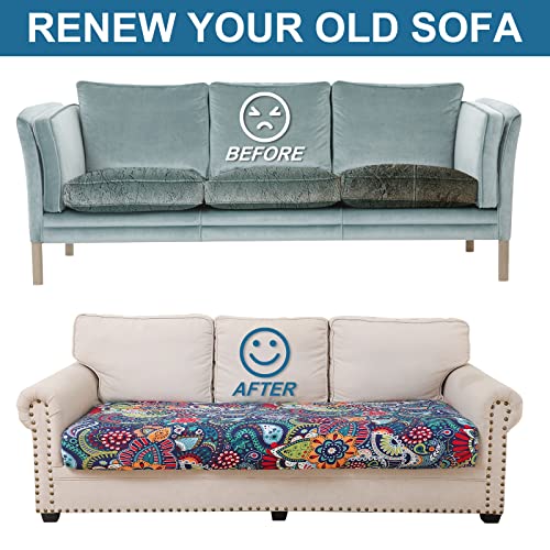 Printed Couch Cushion Covers (Blue Green / Seat 2 Pack)