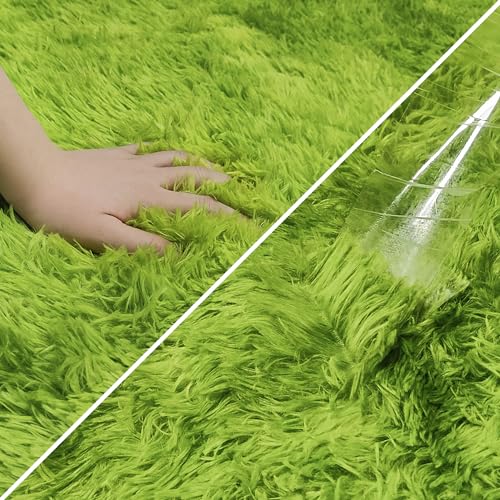Tie Dyed Runner Rug for Bedroom Green 2x5ft Fluffy Area Rug Bedside Runner Rug for Kids Room Boys Teens Nursery Baby Living Room Dorm Home Decor Carpets (Tie-dyed Green / 2' x 5' (Runner))