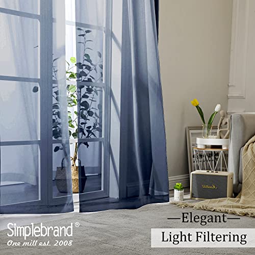 Blue Sheer Curtains 84 Inches Long (Navy Blue / 42"W x 84"L (Pack of 2))
