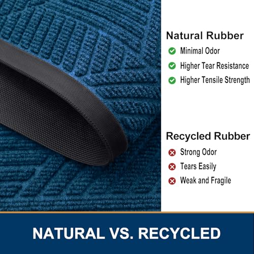 Front Door Mat Outside Entrance (Mixed Blue / 35" X 23")