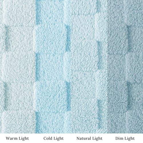 3D Checkered Fleece Queen Size Bed Blanket (Lce Blue / Queen (90"x90"))