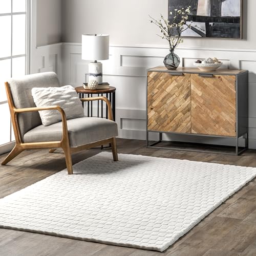 Nia White Geometric Washable Area Rug (Nia White / 2' x 3' (Rectangular))
