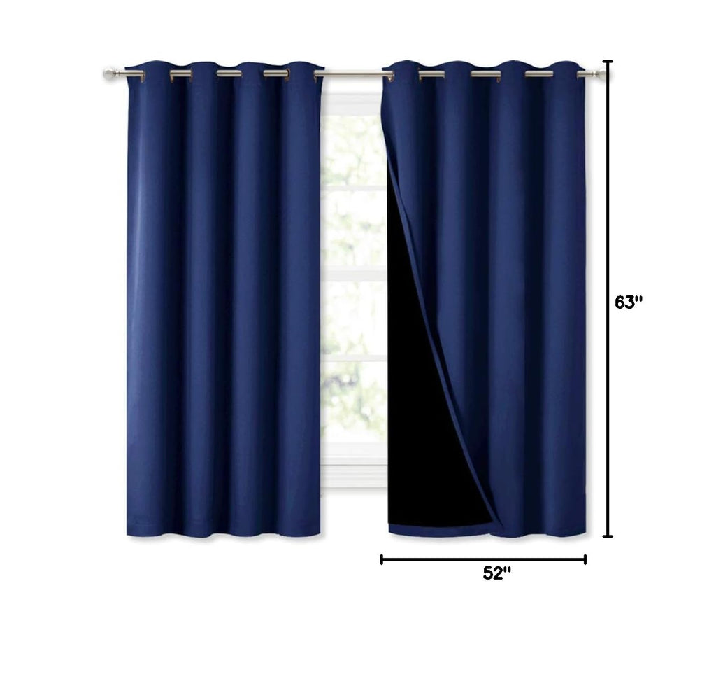 100% Blackout Curtain Panels (Royal Blue / 52"W x 63"L (Pack of 2))