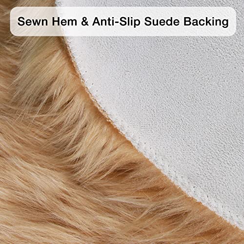 Beige Faux Sheepskin Fur Rug 3x5 ft (Beige / 3' x 5' (Rectangular))