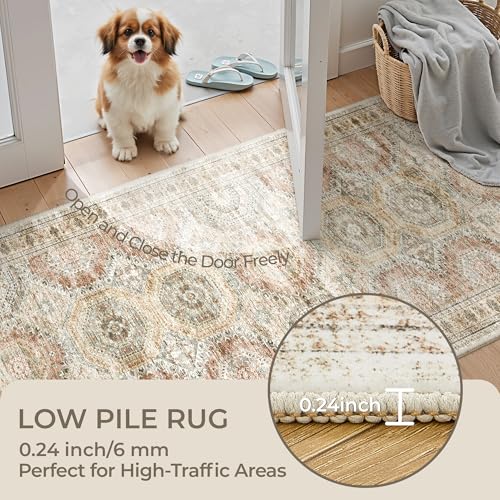 Rug Runners for Hallways Non Slip (Brown/Pink / 2' x 8' (Runner))