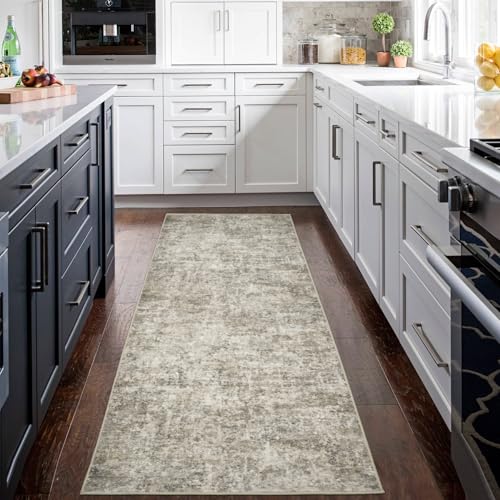Runner Rugs for Hallways Kitchen 2.6x8 Non Slip Washable Beige Brown (Beige/Brown / 2'6" x 8' (Rectangular))