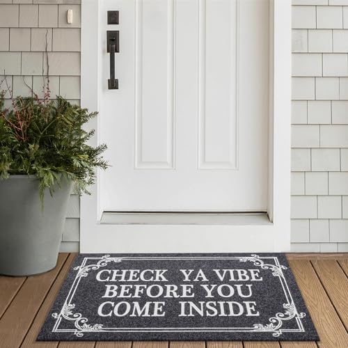 Front Door Indoor Outdoor Entrance Doormat Grey Rubber Welcome Door Mat Come Inside This House Doormat Anti Slip Easy to Clean Corridor Patio Entry Mat 28" x 18" (1'6" x 2'4" (Rectangular) / Come Inside-gray)