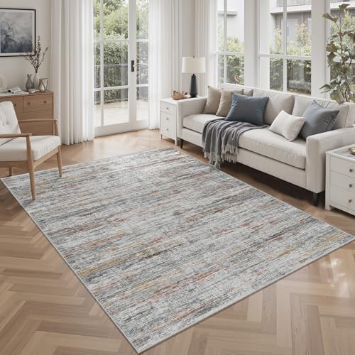 4x6 Rug Stain Resistant Abstract Washable Rugs (Multi Color / 4' x 6' (Rectangular))