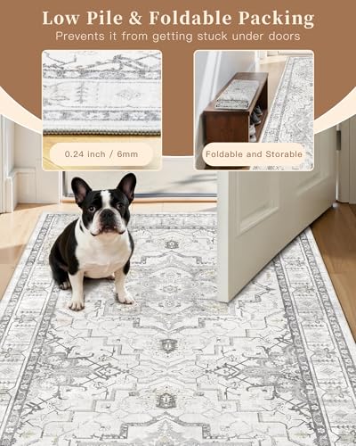 Hallway Runner Rug 2x8 Washable Kitchen Rugs Non (Grey / 2' x 8' (Runner))