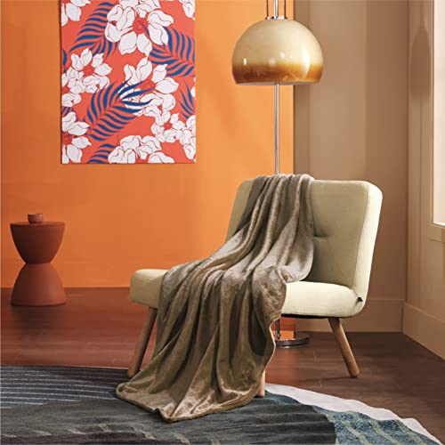GentleSoft Fleece Throw Blanket Camel (Camel / Throw (50" X 60"))