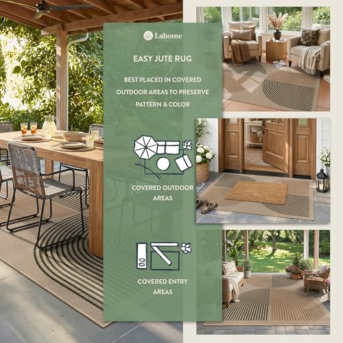 Modern Rainbow Easy Jute 3x5 Patio Rug (3' x 5' (Rectangular) / Nature/Bi-color Rainbow)