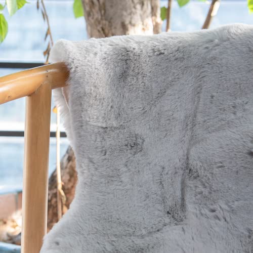 Faux Fuzzy Machine Washable Bunny Fur Area Rugs for Living Room Grey Fluffy Rug for Bedroom Sheepskin Rug 4x6 Rectangle Nursery (4' x 6' (Rectangular) / Grey)