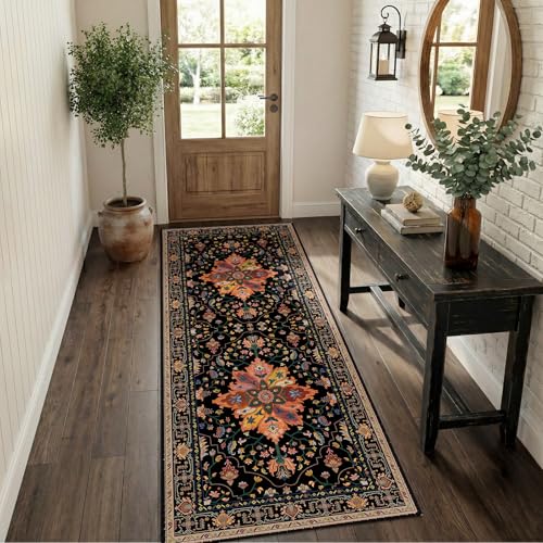 Washable Area Rug (Black/Colorful / 2' x 6' (Rectangular))