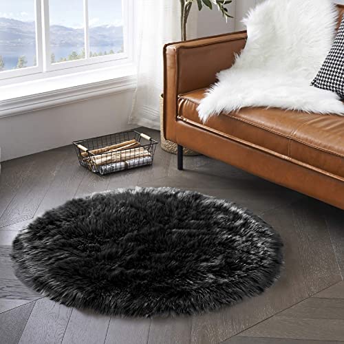 Black Round Rug 4 ft (4' (Round) / Black)