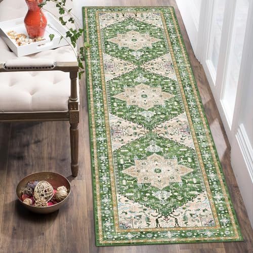 Washable Runner Rug (2' x 8' / Green)