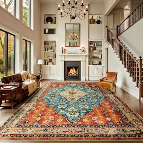 9x12 Washable Non Slip Boho Area Rug for Living Room (Tribal Medallion/Multi / 9' x 12' (Rectangular))