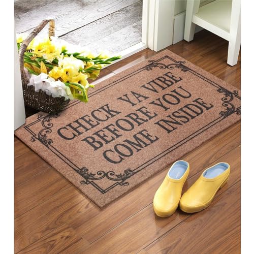 Front Door Door Mat Indoor Outdoor Entrance Doormat Rubber Welcome Door Mat (1'6" x 2'4" (Rectangular) / Come Inside-brown)