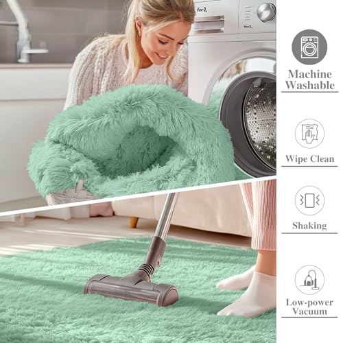 9x12 Machine Washable Large Area Rugs for Living Room (9x12 Ft / Mint Green)