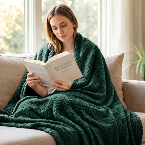 Fleece Throw Blanket for Couch Sofa (Forest Green / Throw ( 50x70 IN ))