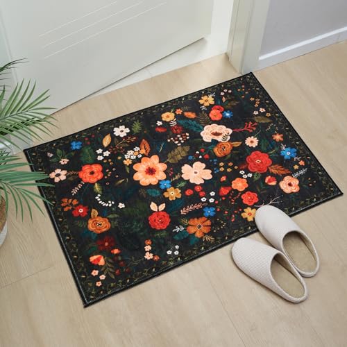 Door Mat 2x3 Area Rug Washable (Black / 2' x 3' (Rectangular))