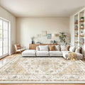 Amada Large 9x12 Washable Area Rug for Living Room (9' x 12' (Rectangular) / Distressed Beige/Cream)