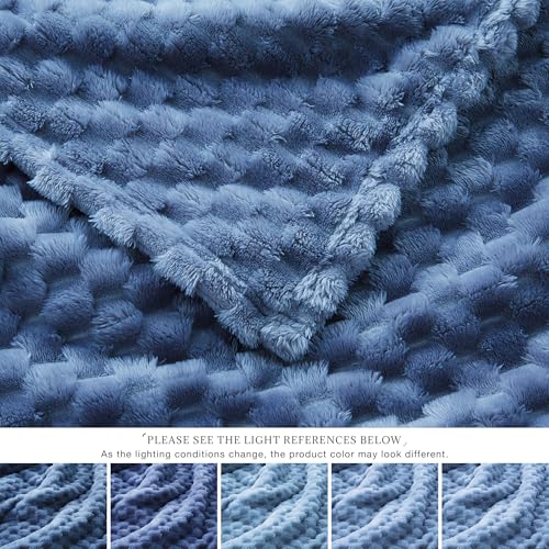 Turtle Shell Throw Blanket Dark Blue for Couch Gentle Soft Fleece (Dark Blue / Throw)