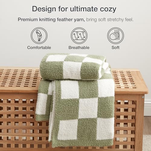 Checkered Throw Blanket (Sage Green#checkered / Throw)