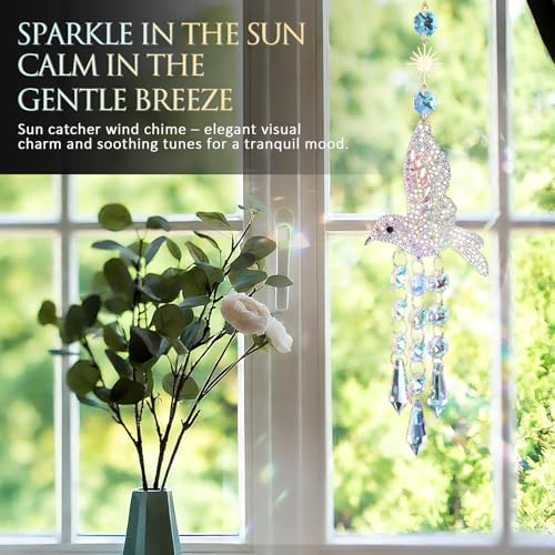 Hummingbird Crystal Sun Catcher Sparkling Prism Decor for Windows and Gardens Catch Light and Create Beautiful Rainbow Reflections Indoor Outdoor Hanging Ornament