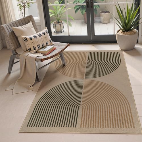 Modern Rainbow Easy Jute 3x5 Patio Rug (3' x 5' (Rectangular) / Nature/Bi-color Rainbow)