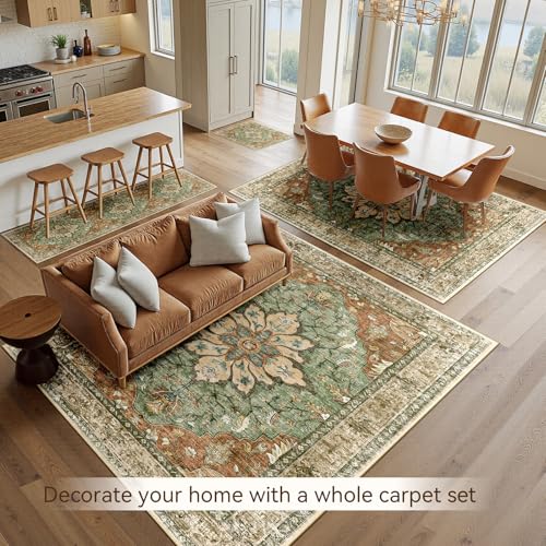 Washable Area Rug (Brick/Brown/Green / 10' x 12' (Rectangular))
