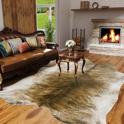 Western Faux Cowhide Rug (7' x 6'3" (7×6.2 ft) / Brown)