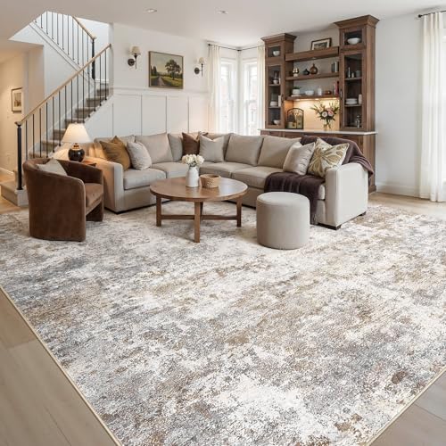 12x15 Area Rug Living Room Rugs Extra Large Brown Grey Carpet (Brown Grey / 12' x 15' (Rectangular))