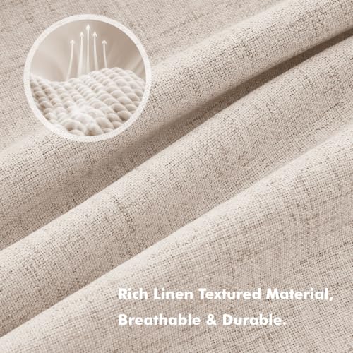 100% Blackout Linen Curtains 42 x 90 Inch Natural 2 Panels (Natural / 42"W x 90"L (Pack of 2))