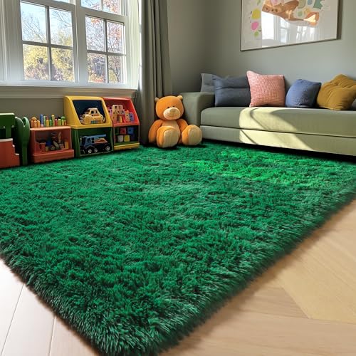 Dark Green Area Rugs for Bedroom Living Room (Dark Green / 4' x 6' (Rectangular))