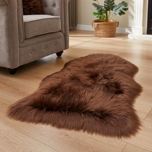 Ultra Soft Fluffy Shaggy Area Rug Faux Fur Rug Chair Cover Seat Pad Fuzzy Area Rug for Bedroom Floor Sofa Living Room (Coffee / 2' x 3' (Sheepskin))