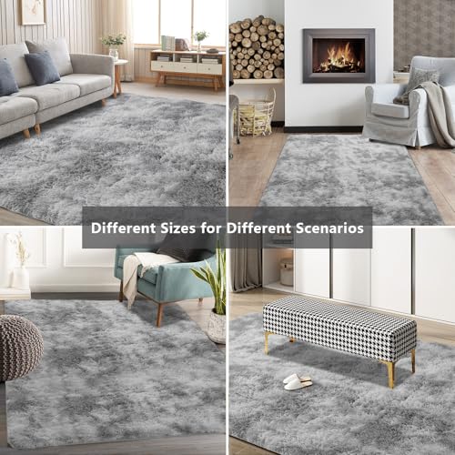 Shag Area Rugs for Bedroom Living Room (Mottling Grey / 4' x 6' (Rectangular))