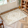 Amada Small 2x3 Washable Area Rug for Entryway (2' x 3' (Runner) / Distressed Beige/Cream)