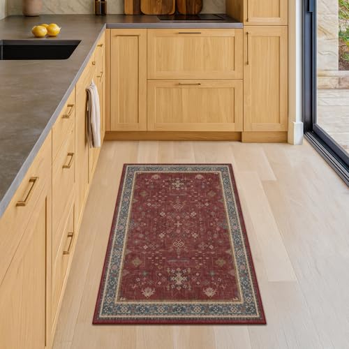 Burgundy 2x3 Washable Rugs for Entryway Indoor (2' x 3' (Rectangular) / Burgundy)