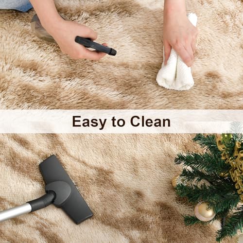 Super Soft Shaggy Rugs Fluffy Carpets (5' x 8' (Rectangular) / Light Tan Brown)